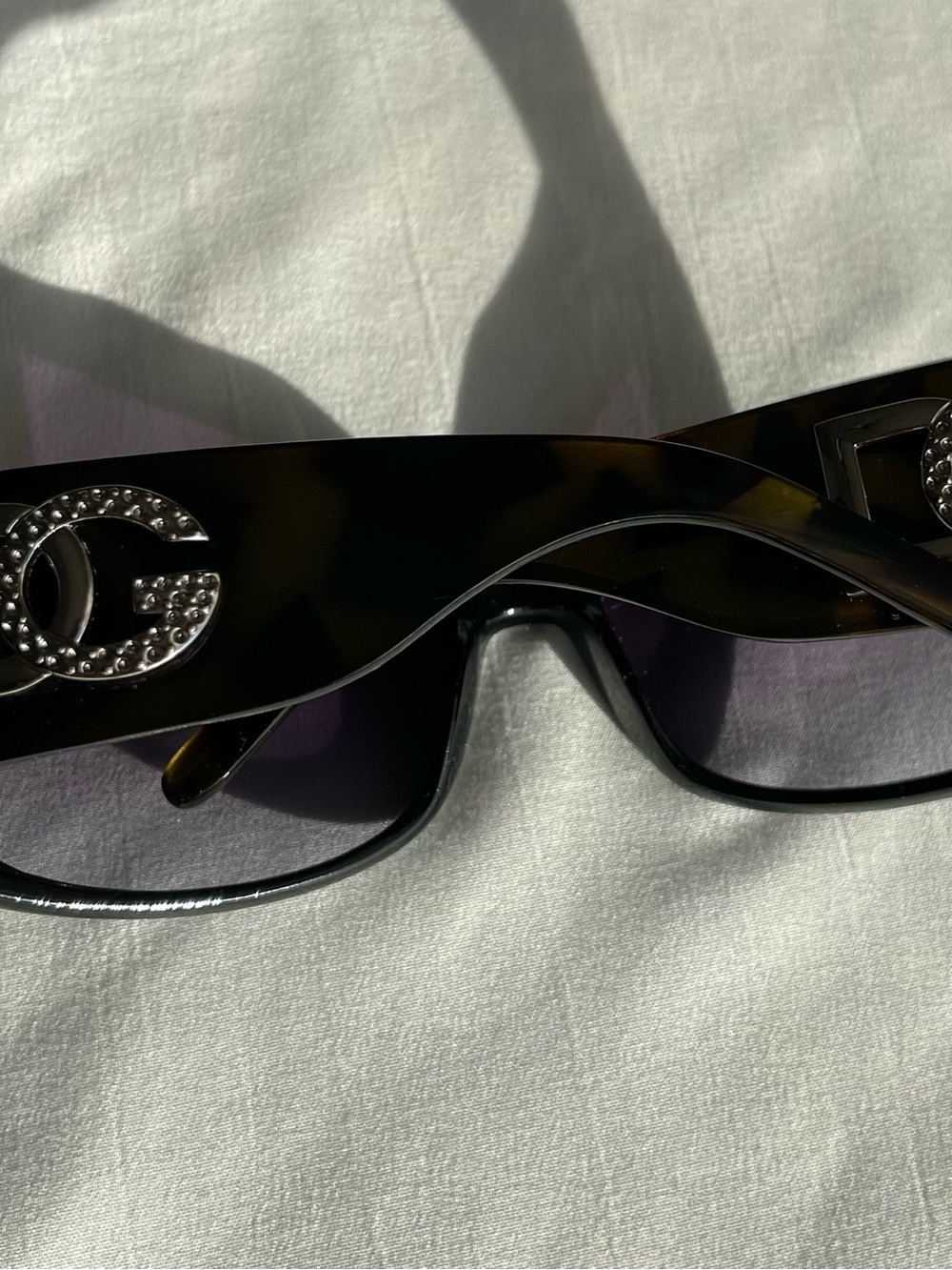 Dolce & Gabbana Black Shield Sunglasses with Crystal DG Emble 6492